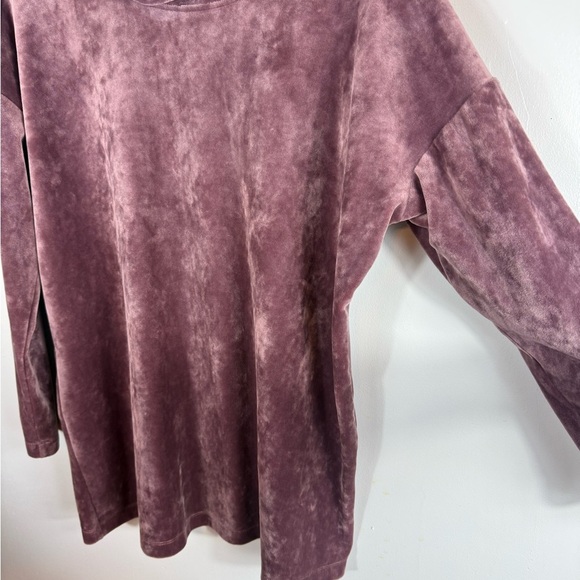 Pure Jill Velour Mauve Tunic Blouse Cowl Neck Medium Soft Loungewear Oversized - Picture 3 of 6